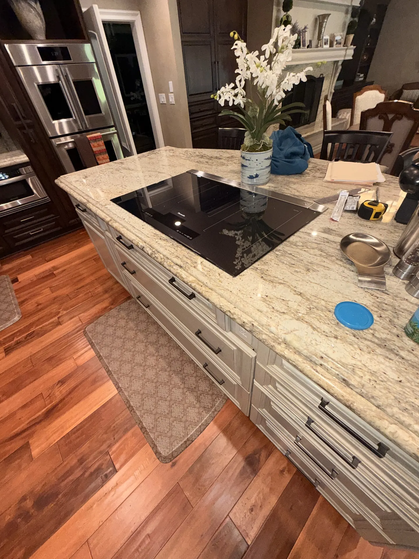 A Thermador induction cooktop in a kitchen island